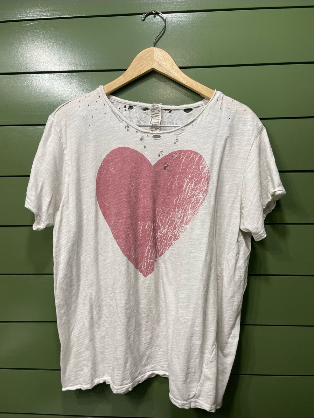 Magnolia Pearl White Tee w/ Red Faded Heart